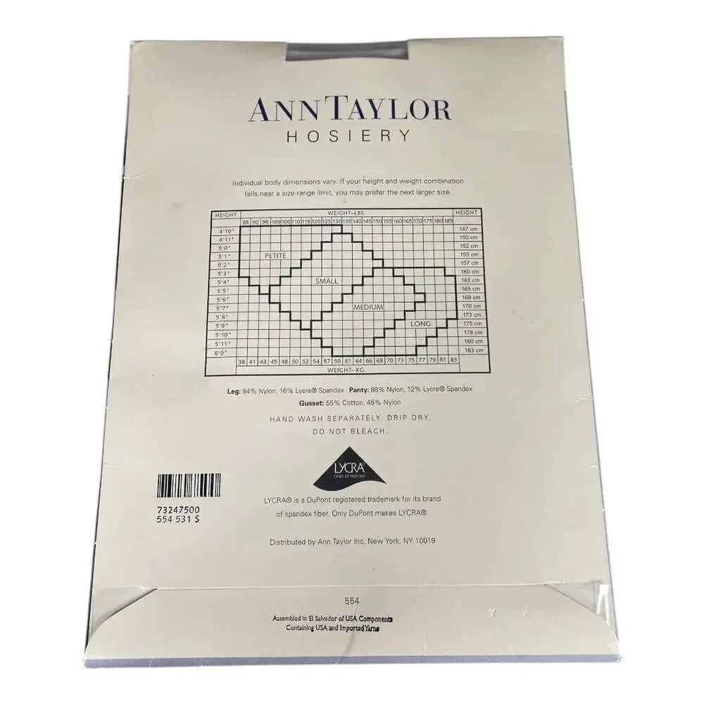 NWT Vintage Ann Taylor Small Sheer Champagne Colored Women’s Pantyhose
